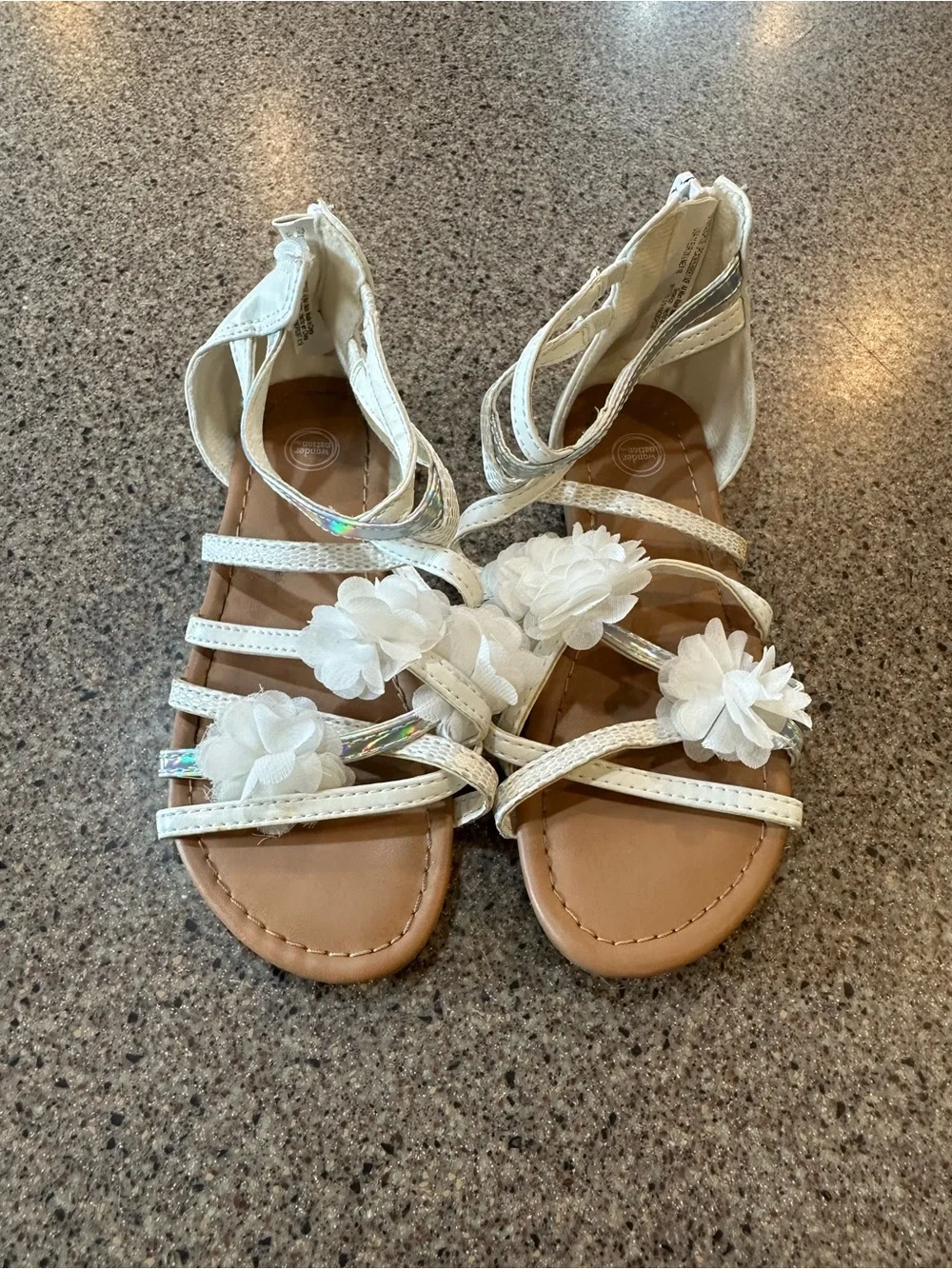 Girls White Floral Gladiator Sandals - Kids Shoes